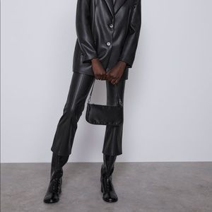 Zara hi-rise faux leather flared leggings